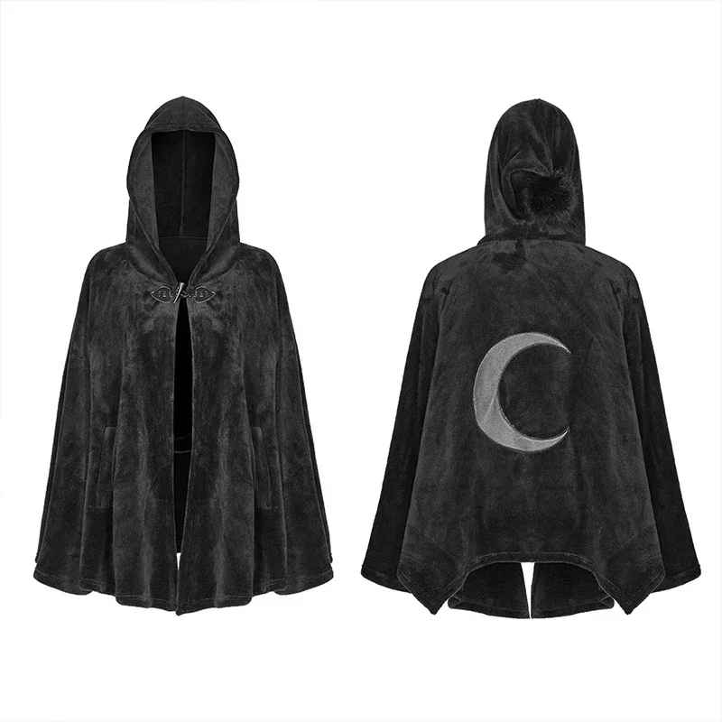 Siyah Kadife Gotik Ceket - Çok Katmanlı Asimetrik Punk Kadın Ceketi