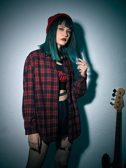 Dark Collective - Crimson Plaid Gömlek