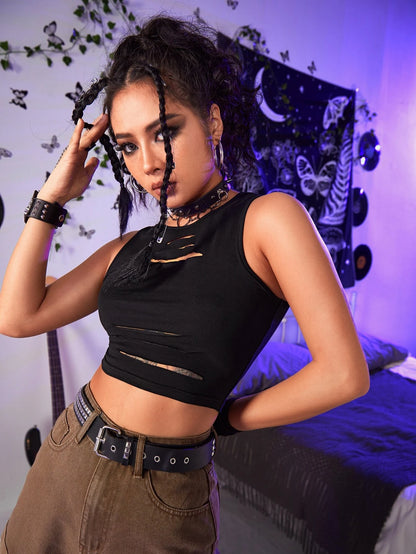 Dark Collective - Ripped Edge Crop Top