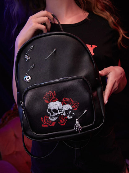 Dark Collective - Skull Rose Punk Çanta