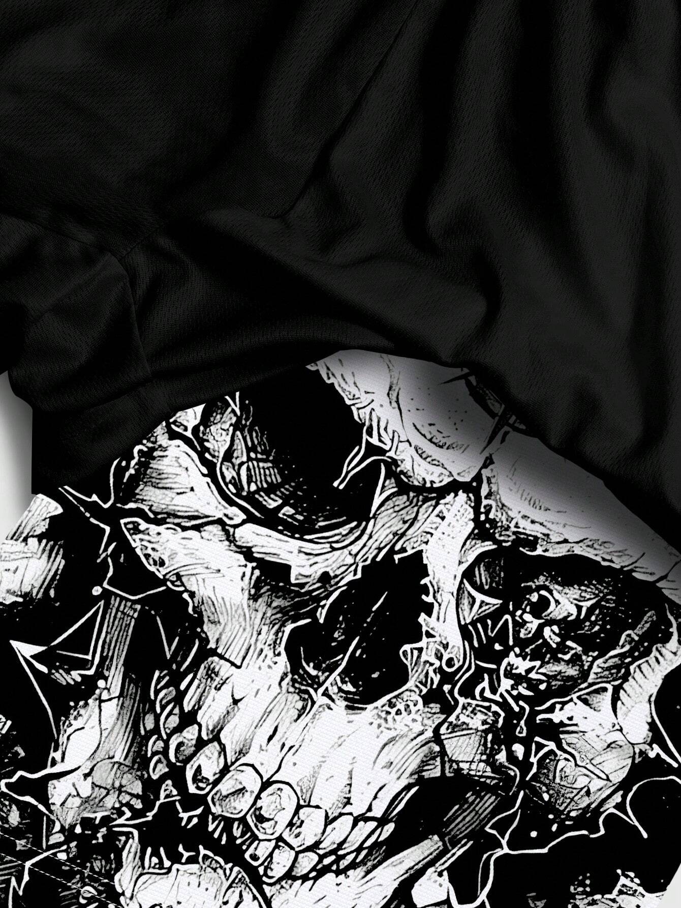Dark Collective - Vintage Ejderha ve Kafatası Şort
