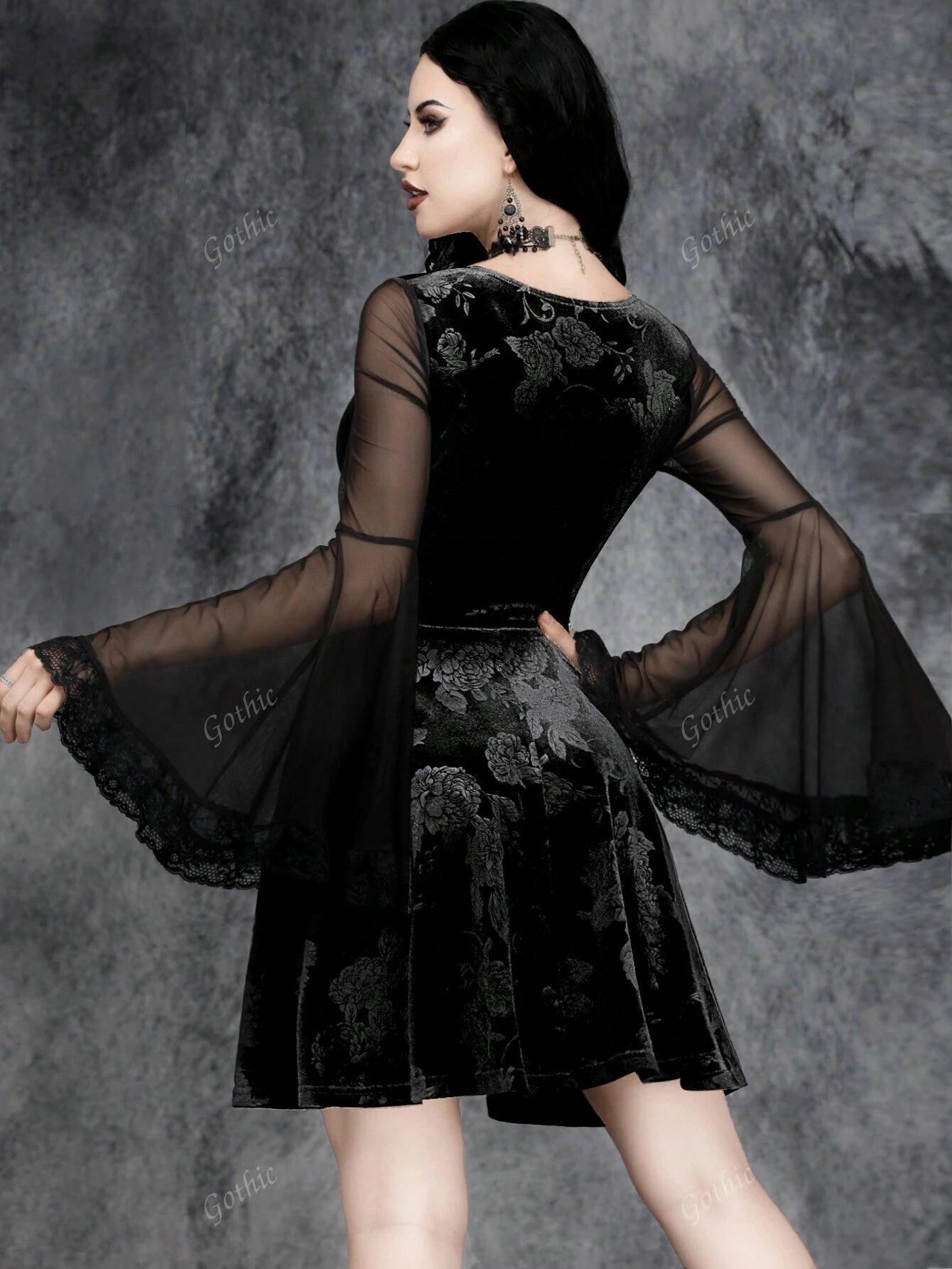 Dark Collective - Gotik Şifon Elbise
