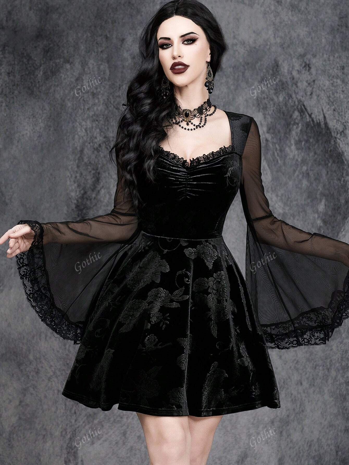 Dark Collective - Gotik Şifon Elbise