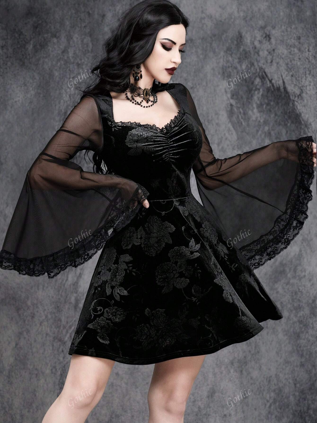 Dark Collective - Gotik Şifon Elbise