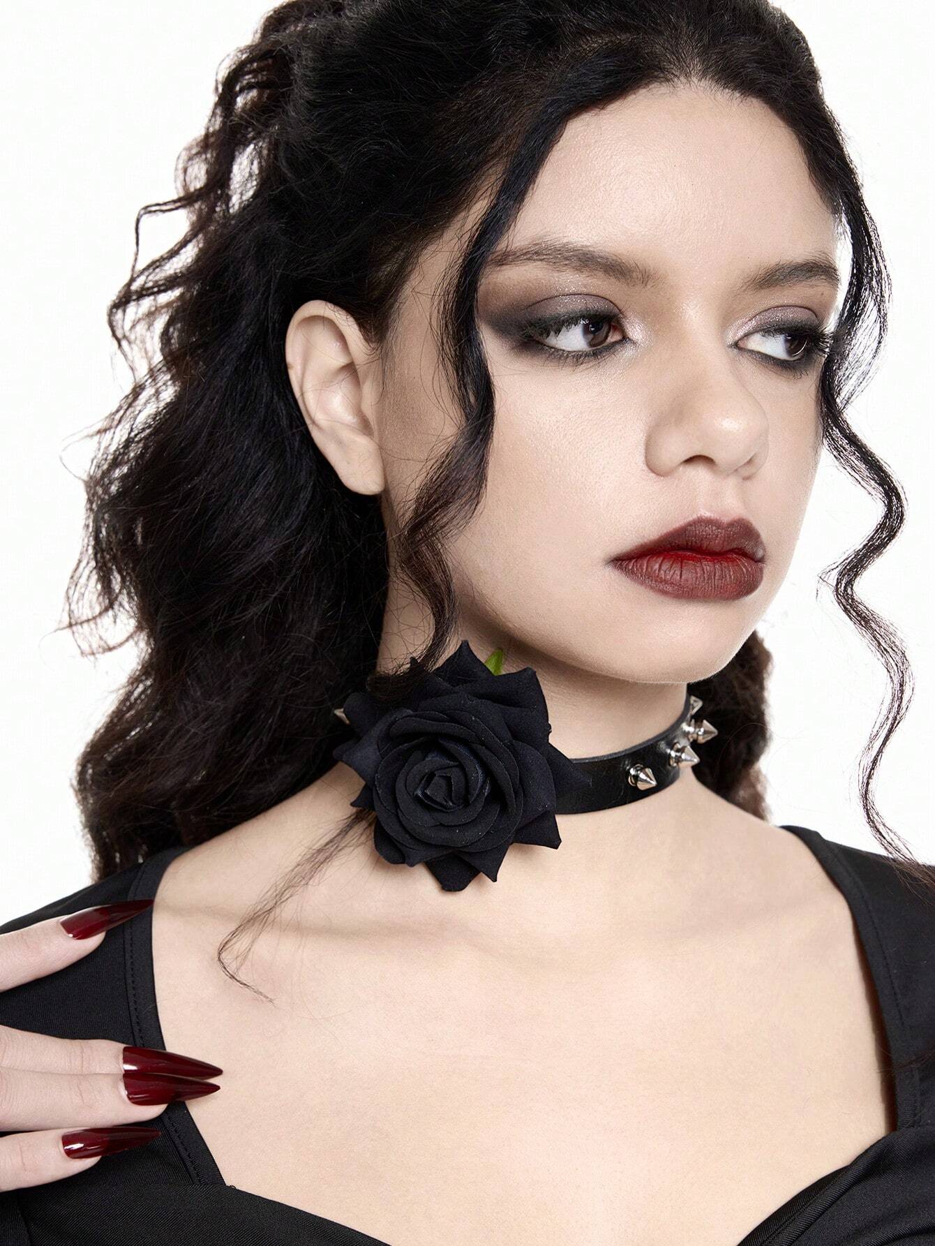 Obsidian Rose Choker - Karanlık Romantizmin İfadesi