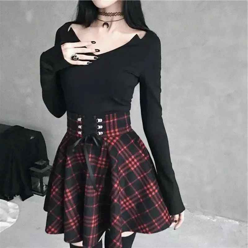 Y2K Gotik Yüksek Bel Etek