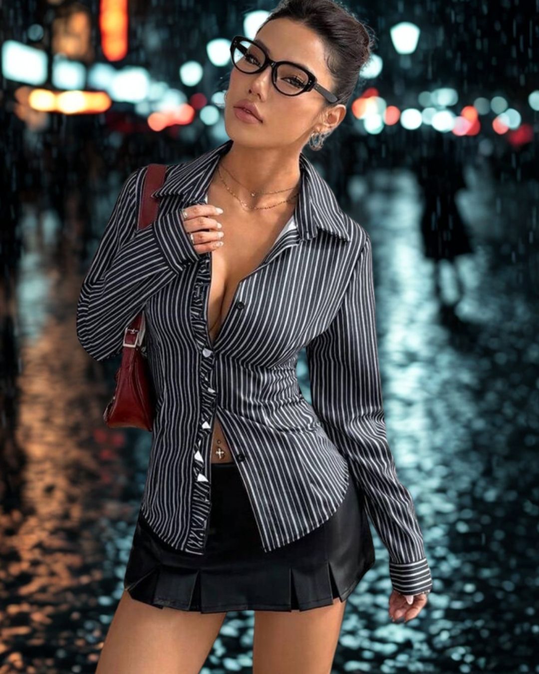 Çizgili V Yaka Gömlek ile Stilini Yükselt! 🖤