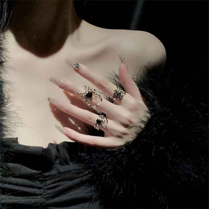 Dark Collective Spider Web Gotik Yüzük - Siyah Punk Unisex Takı