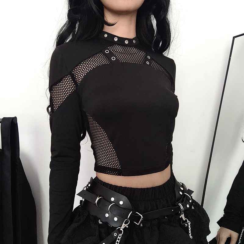 Siyah Metal Detaylı Punk Üst