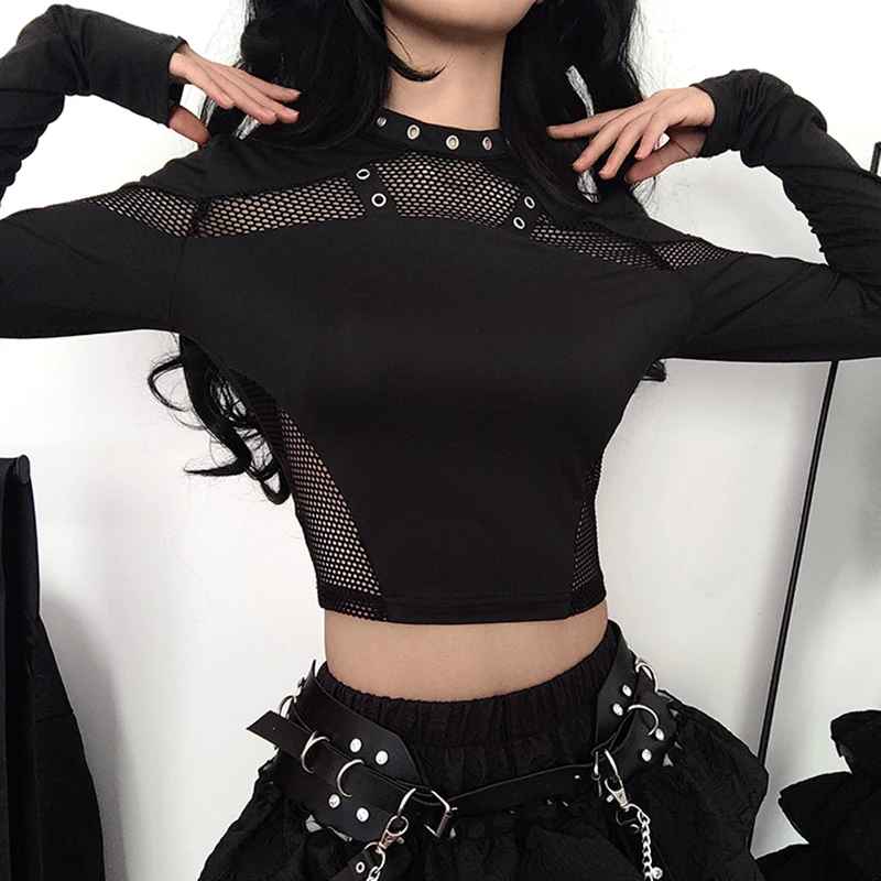Siyah Metal Detaylı Punk Üst
