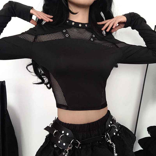 Siyah Metal Detaylı Punk Üst