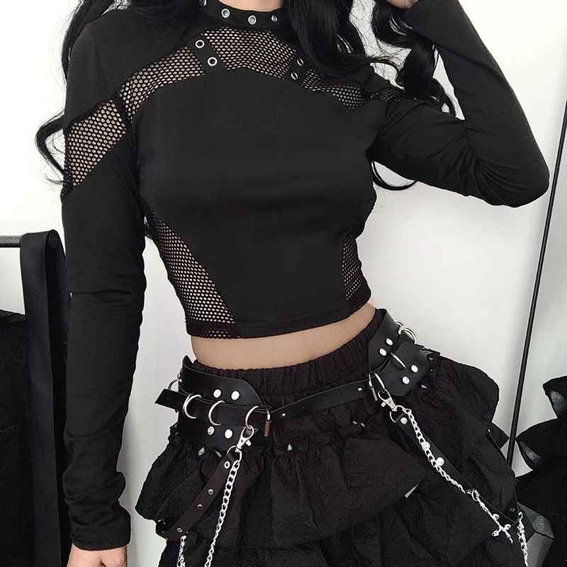 Siyah Metal Detaylı Punk Üst