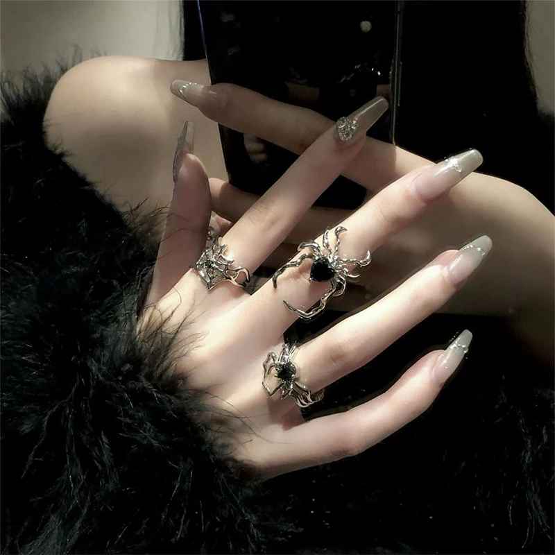 Dark Collective Spider Web Gotik Yüzük - Siyah Punk Unisex Takı