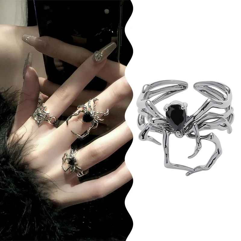 Dark Collective Spider Web Gotik Yüzük - Siyah Punk Unisex Takı
