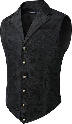 Dark Collective Gotik Steampunk Yelek - Siyah İşlemeli  Yelek