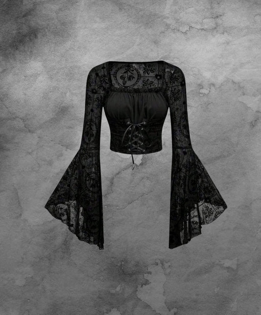 Yeni! Gotik Dantel İşlemeli Bluz